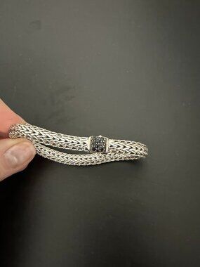 John Hardy Sterling Silver Bracelet with Black Sapphire Clasp